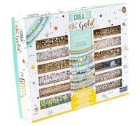 Nice Group - Perline ABC Gold Mixed, Kit da oltre 600 Perline colorate e multiformi