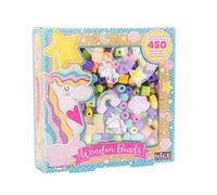 Nice Group - Wooden Beads Mini Box Unicorn, 1 Kit di Perline colorate e multiformi, scatola Unicorno per Bambini