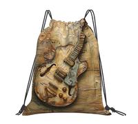 Nice Guitar Print Borsa con Cordoncino Zaino con Cordone Moda Pieghevole Sacca con Cordoncino per Uomo Donna Shopping 36X42Cm