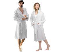 nice homeit Accappatoio Donna e Uomo in Spugna 100% Cotone - Accappatoio Super Assorbente con Cappuccio - Morbido, Leggero, Anti-Pilling, Design Italiano (XL, BIANCO)