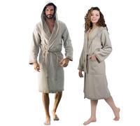 nice homeit Accappatoio Donna e Uomo in Spugna 100% Cotone - Accappatoio Super Assorbente con Cappuccio - Morbido, Leggero, Anti-Pilling, Design Italiano. (XL, TORTORA)