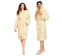 nice homeit Accappatoio Unisex per Donna/Uomo con Cappuccio - In Spugna di Cotone 100% OEKO-TEX - Morbido, Assorbente, - Design Italiano (IT, Testo, S, Regular, Regular, BEIGE)