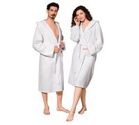 nice homeit Accappatoio Unisex per Donna/Uomo con Cappuccio - In Spugna di Cotone 100% OEKO-TEX - Morbido, Assorbente, - Design Italiano