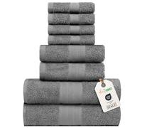 nice homeit Set Asciugamani Medie, in Cotone 100%, 8 Pezzi Asciugamani. Extra Morbido Assorbente. 2 Asciugamani + 2 Asciugamani Ospite + 4 Lavette Grigio Scuro
