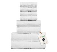 nice homeit Set Asciugamani Medie, in Cotone 100%, 8 Pezzi Asciugamani. Extra Morbido Assorbente. 2 Asciugamani + 2 Asciugamani Ospite + 4 Lavette Bianco