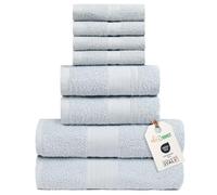 nice homeit Set Asciugamani Medie, in Cotone 100%, 8 Pezzi Asciugamani, Made in Italy. Extra Morbido Assorbente. 2 Asciugamani + 2 Asciugamani Ospite + 4 Lavette (Grigio)