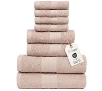 nice homeit Set Asciugamani Medie, in Cotone 100%, 8 Pezzi Asciugamani, Made in Italy. Extra Morbido Assorbente. 2 Asciugamani + 2 Asciugamani Ospite + 4 Lavette (Cipria)