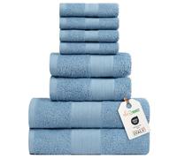 nice homeit Set Asciugamani Medie, in Cotone 100%, 8 Pezzi Asciugamani, Made in Italy. Extra Morbido Assorbente. 2 Asciugamani + 2 Asciugamani Ospite + 4 Lavette (Blu)