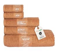 nice homeit - Set di 5 Asciugamani in 100% Cotone Filato ad Anello - Asciugamani da Bagno di Qualità, Extra Morbidi e Assorbenti - Ideale per Bagno, Palestra, Hotel e Spa. Made in Italy (Arancione)