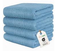 nice homeit Set in 4 Asciugamano in 100% cotone filato ad anello - Adatto sia per uso quotidiano che sportivo - Extra Morbidi e Assorbenti. MADE IN ITALY - 60 X 100CM (BLU)