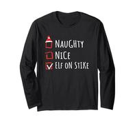 Nice Naughty Elf On Strike Christmas List Shirt Xmas Maglia a Manica