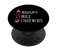 Nice Naughty I Tried My Best Christmas List Shirt Xmas PopSockets PopGrip Adesivo
