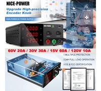 NICE-POWER Alimentatore da banco CC variabile 60V 20A 1200W Interruttore di uscita Manopola encoder 15V 60A/30V 30A/120V 10A/200V 5A Alta pressione Alta potenza