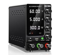 NICE-POWER Alimentatore DC variabile, 60 V, 5 A, regolabile, alimentatore da banca DC con interruttore di uscita, display LED a 4 cifre, sorgenti