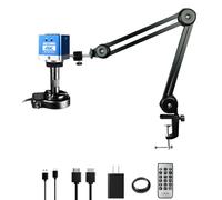 NICE-POWER Microscopio digitale, 60MP 1080P 4K HDMI USB video microscopio industriale, obiettivo zoom 150X, supporto pieghevole, luce ad anello LED, microscopi per saldatura per riparazione