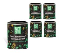 NICE SPICE Casseruola e spezie per arrosti, 5 barattoli (5 x 50 g), miscela di spezie per stufati e arrosti, cucinare, regalo per gli amanti della cucina, scorte di spezie