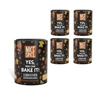 NICE SPICE Spezie di pan di zenzero "Yes, You can Bake it!", 5 lattine (5 x 40 g), miscela di spezie per deliziosi pan di zenzero, cottura, regalo per gli amanti della cottura, scorte di spezie
