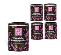 NICE SPICE Spezie per porridge invernale, 5 lattine (5 x 50 g), miscela di spezie per porridge aromatico, colazione, regalo per gli amanti della colazione, scorte di spezie