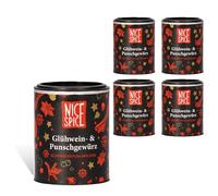 NICE SPICE Spezie per vin brulé, 5 barattoli (5 x 35 g), mix di spezie per vin brulé aromatico, bevande calde, regalo per intenditori, scorte di spezie