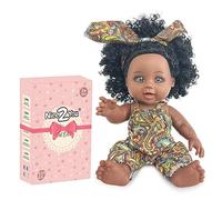 Nice2you Baby Doll - 10 pollici bambole per bambina, 25 cm bambola africana con i capelli ricci, bambola giocattoli per bambini di età 2 3 4 5 anni, reborn bambino per il regalo