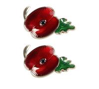 Nicear 2 pezzi distintivi e spille, spilla, spilla rossa, ricordo, spilla per il Giorno della Memoria dei Veterani "Non dimenticare mai"