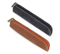 Nicear 2 pezzi in pelle PU piccolo astuccio per matite portatile con cerniera borse per cancelleria per riporre e organizzare penne e cancelleria