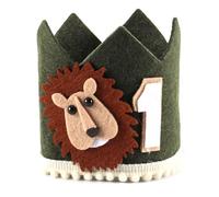 Nicear Corona de cumpleaños del Rey León para niños, sombrero ajustable para el primer cumpleaños con accesorios para fotos, decoraciones para fiestas