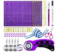 Nicecho Rotary Cutter Set,Sewing Quilting Supplies,45mm Fabric Cutters,A3 Cutting Mat for Sewing,Acrylic Rulers,Scissors,Exacto Knife,Clips,Beginners Sewing Accessories,Fabric Cutter Kit