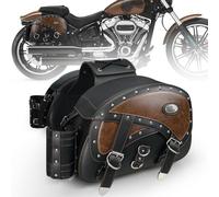 NICECNC Borse da sella in pelle per moto, 35L Borse da sella di grande capacità Borse laterali per moto con portabicchieri, compatible with Sportster Softail Dyna Shadow Road King universale, 2PCS