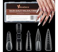 Nicedeco 120PCS Unghie Finte Nail System Dual Nail Form Acrygel Kit 5 Stili Tips Dual Form Acrygel Strumenti per Manicure Unghie Ricostruzione Manicure - 001