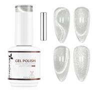 Nicedeco 15ml Smalto Gel Occhio di Gatto Trasparente Argento con Glitter Shimmer e Magnete - Effetto Cristallo Liquido Lucido, Jelly Traslucida Riflettente UV, Lunga Durata per Salone e Fai-da-Te