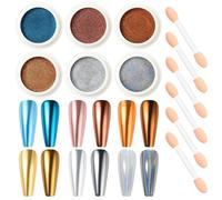 Nicedeco Chrome Nail Powder Gold 6 Colori Polvere Unghie Effetto Specchio Polveri Cromate per Unghie Mirror Effect Nail Glitter Resina Pigment