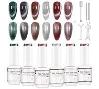 Nicedeco Kit 6 Pezzi da 5ml Smalto Gel Occhio di Gatto Trasparente con Glitter Shimmer e Magnete - Effetto Cristallo Liquido Lucido, Jelly Traslucida Riflettente UV, Lunga Durata per Salone