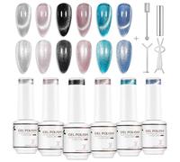 Nicedeco Kit 6 Pezzi da 5ml Smalto Gel Occhio di Gatto Trasparente con Magnete - Effetto Cristallo Liquido Lucido, Jelly Traslucida Riflettente UV, Lunga Durata per Salone e Fai-da-Te