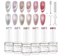Nicedeco Kit 6 Pezzi da 5ml Smalto Gel Occhio di Gatto Trasparente Rosa con Magnete - Effetto Cristallo Liquido Lucido, Jelly Traslucida Riflettente UV, Lunga Durata per Salone e Fai-da-Te