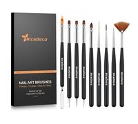 Nicedeco Pennelli Unghie Gel Nail Art Brushes 9 Pezzi Pennello Doppia Punta per Unghie Liner Brush Nails Dot Painting Set - 001