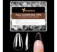 Nicedeco Tip in Gel per Unghie Mandorla 504 Pezzi 12 Taglie Nail Tips Almond Soft Gel Full Cover Tips Fake Nails - 014