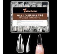 Nicedeco Tip in Gel per Unghie Stiletto 504 Pezzi 12 Taglie Nail Tips Stiletto Soft Gel Full Cover Tips Fake Nails - 016