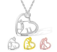 NICEDREAM Collana personalizzata con ciondolo a forma di pallavolo con nome e numero a forma di cuore e pallavolo, ciondolo sportivo, idea regalo per gli amanti dello sport, donne, atleti, allenatori