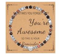 NICEIGHT Piccoli braccialetti con perline in pietra naturale per donne Sometimes You Forget You're Awesome, braccialetti ispiratori per festa della mamma, laurea, Natale, regalo di compleanno per