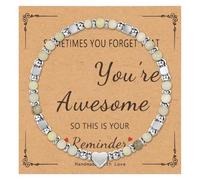 NICEIGHT Piccoli braccialetti con perline in pietra naturale per donne Sometimes You Forget You're Awesome, braccialetti ispiratori per festa della mamma, laurea, Natale, regalo di compleanno per