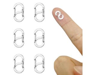 NICEIN 6 chiusure a catena a doppia apertura, per bracciali in acciaio inox, mini moschettone, chiusura corta (argento 16 mm)