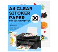 NICEIN®Vinile Stampabile,A4 Carta Adesiva per Stampante，Carta Adesiva Trasparente,Vinile Stampabile Adesivo,Adatto per Stampanti Laser e Stampanti a Getto d'inchiostro(trasparente-30 pezzi)
