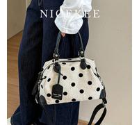 Nicekee Stile Gentile ed Elegante, Borsa a Mano con Pois Elegante e Personalizzata, Borsa a Spalla Semplice e Atmosferica, Può Contenere Telefoni Cellulari. stampa dappertuttoTessuto