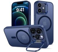 nicekool Cover per iPhone 12 Pro Compatible avec MagSafe con Cavalletto, Magnetica Custodia con Supporto FotocameraRegolabile Integrato Traslucida Opaca Posteriore Sottile Antiurto Case, azzurro