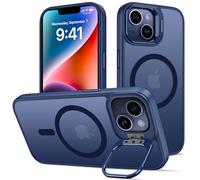 nicekool Cover per iPhone 14/13 Compatible avec MagSafe con Cavalletto, Magnetica Custodia con Supporto FotocameraRegolabile Integrato Traslucida Opaca Posteriore Sottile Antiurto Case, azzurro