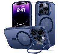 nicekool Cover per iPhone 14 Pro Compatible avec MagSafe con Cavalletto, Magnetica Custodia con Supporto FotocameraRegolabile Integrato Traslucida Opaca Posteriore Sottile Antiurto Case, azzurro