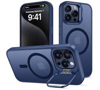 nicekool Cover per iPhone 15 Pro Max Compatible avec MagSafe con Cavalletto, Magnetica Custodia con Supporto FotocameraRegolabile Integrato Traslucida Opaca Posteriore Sottile Antiurto Case, azzurro