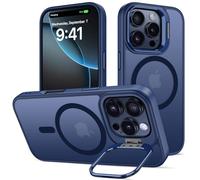 nicekool Cover per iPhone 16 Pro Compatible avec MagSafe con Cavalletto, Magnetica Custodia con Supporto FotocameraRegolabile Integrato Traslucida Opaca Posteriore Sottile Antiurto Case, azzurro
