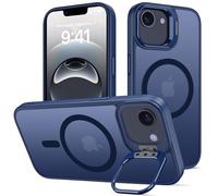nicekool Cover per iPhone 16e Compatible avec MagSafe con Cavalletto, Magnetica Custodia con Supporto FotocameraRegolabile Integrato Traslucida Opaca Posteriore Sottile Antiurto Case, azzurro